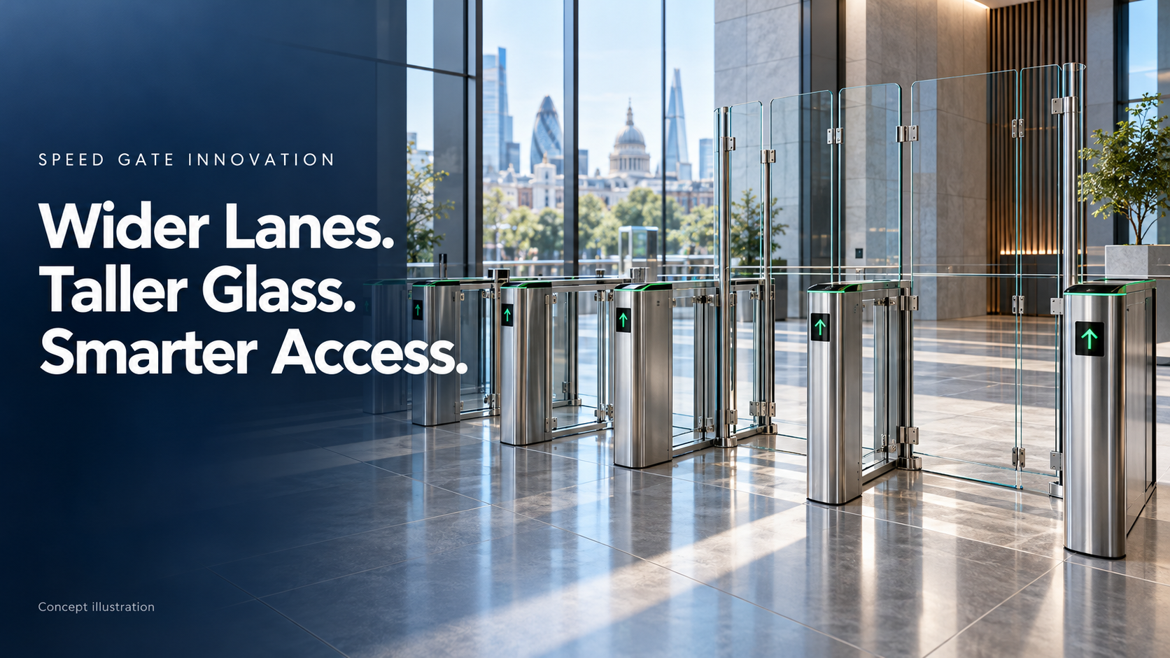 บล็อกบริษัทล่าสุดเกี่ยวกับ International Security Expo 2026 Highlights Three Speed Gate Trends: Wide Lanes, Tall Glass, Legacy Retrofit